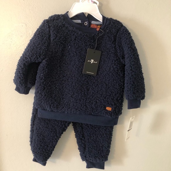 7 For All Mankind Other - 7 for All of Mankind Fuzzy Navy 2Pc Set, 6-9 Month